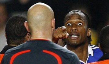 Chelsea forward Didier Drogba angry