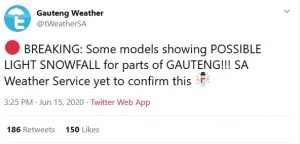 Snow in Gauteng: Possible snowfall for parts of Gauteng