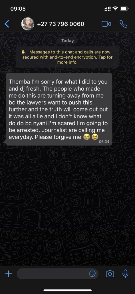 Pictures Euphonik fakes apology WhatsApp text from rape complainant