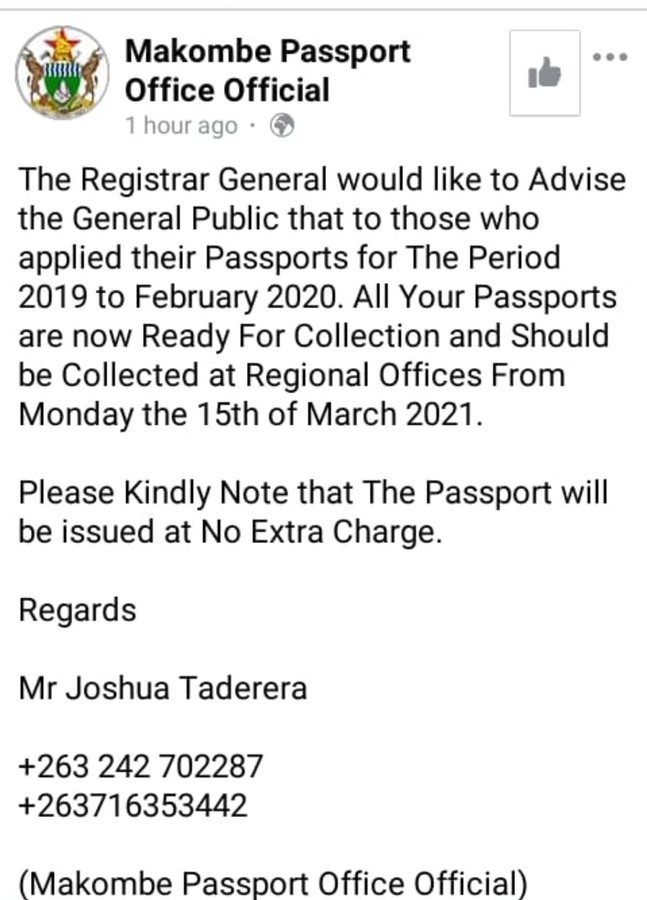 Ministry of Home affairs rubbishes the claim that passports are ready for collection