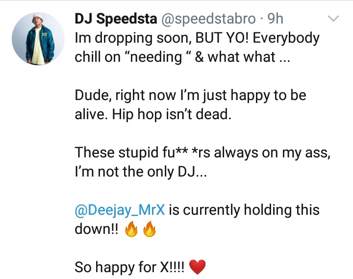 DJ Speedsta engages in another Twitter brawl