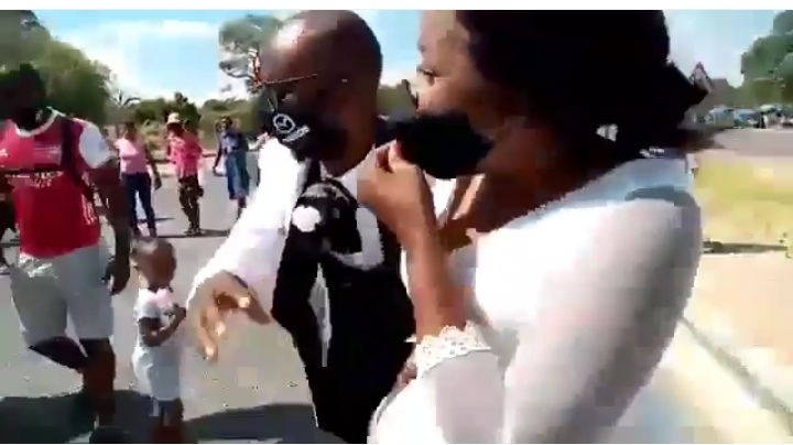 Watch Wedding celebrations ruined as groom’s baby mama attacks the newlywed couple