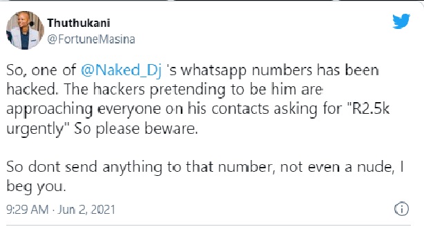 Naked DJ accounts hacked: 'Please don't send me n_udes on WhatsApp'