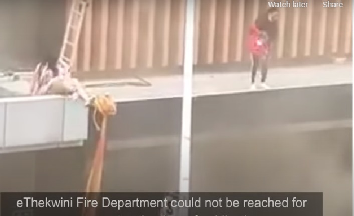 Video: Trapped Durban mom throws toddler from the rooftop as building burns