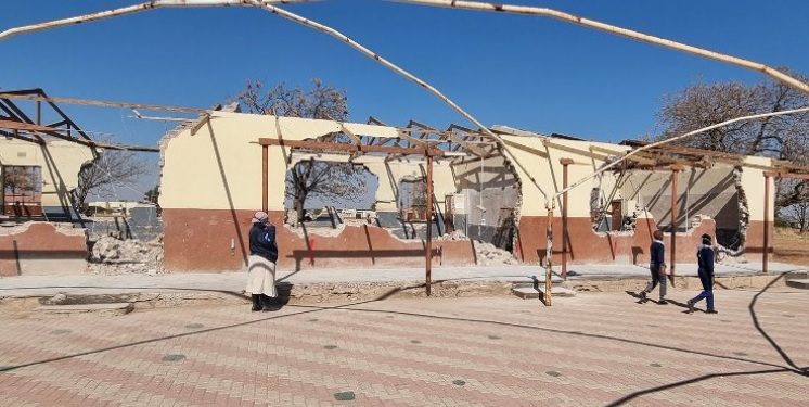 Dibeng village Primary School learners, learning inside shacks