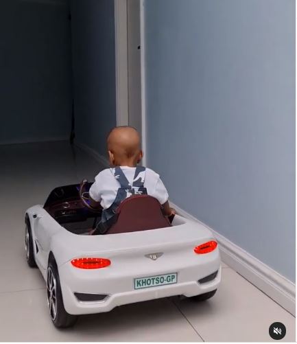 Cassper Nyovest son Khotso driving a Bentley