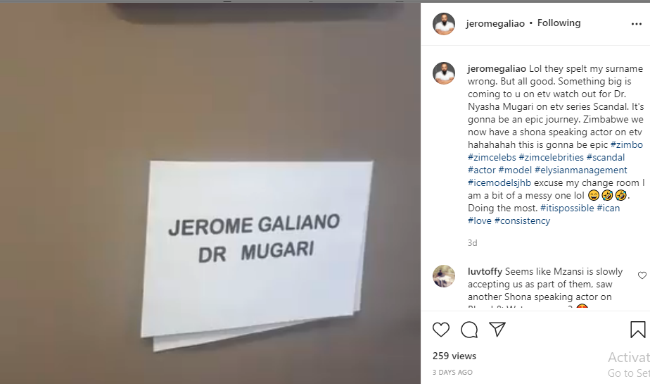 Jerome Galiao's post on Scandal role