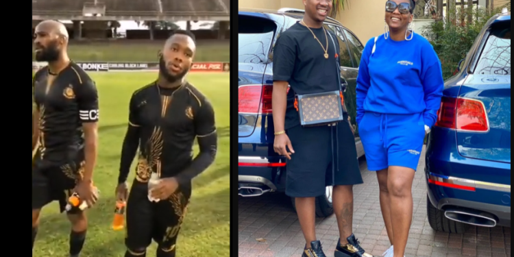 TENSION: Royal AM players not happy about receiving cash in the field from MaMkhize and Andile