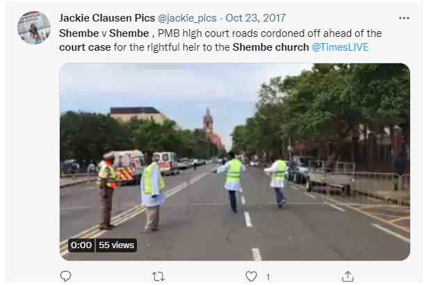 Tweet about Shembe church court case