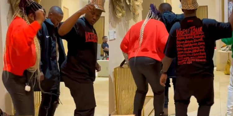 Shauwn Mkhize and Andile Mpisane celebrates with Shawn Stylist and Tha Simelane. Source - Instagram.