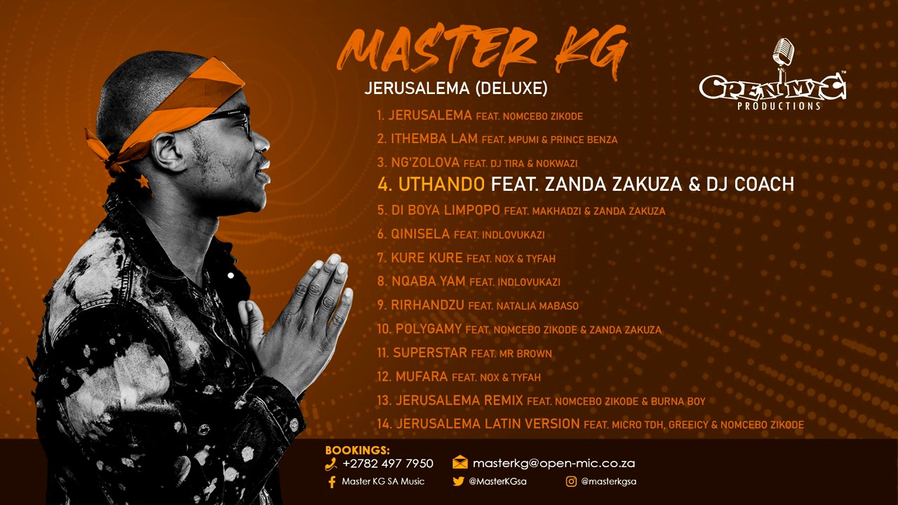 Master KG wearing a headband on Jerusalema Deluxe album cover