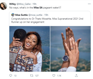 Tweeps react to Thato Mosehle's engagement-