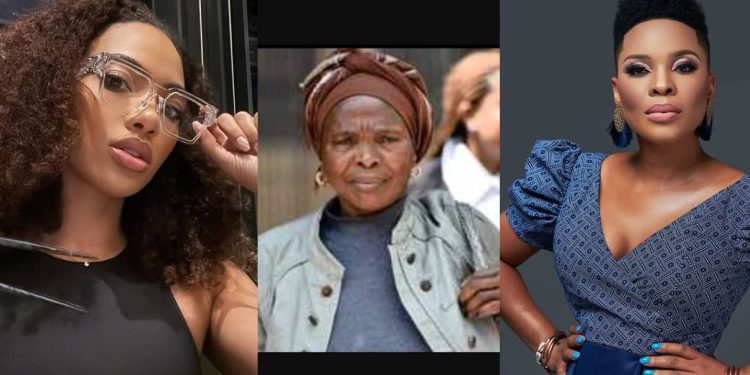 Jub Jub's mother Mama Jackie serves Amanda du-Pont and Masechaba Khumalo with letters of demand