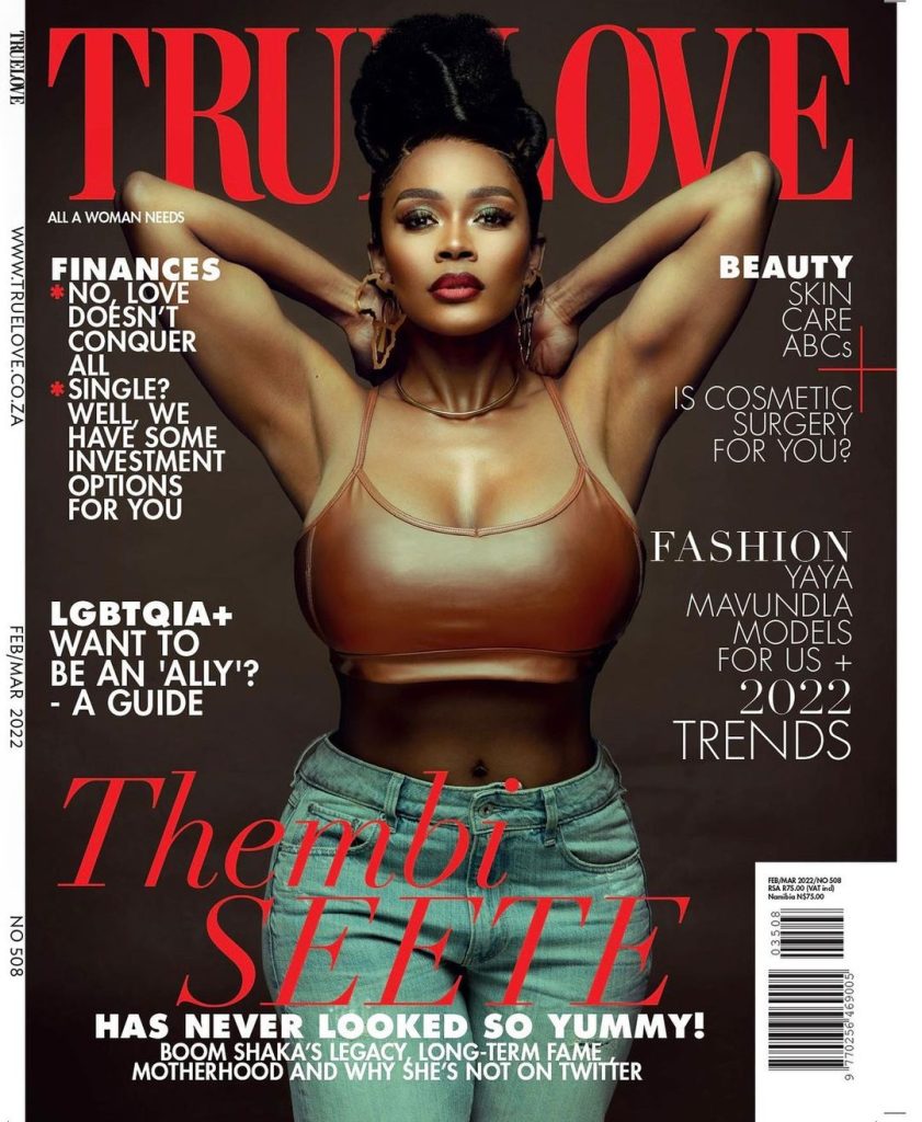 Thembi Seete True Love Magazine Cover