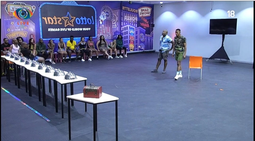 Big Brother Mzansi housemates during an activity to choose the head of the house. Credit: Mzansi Magic