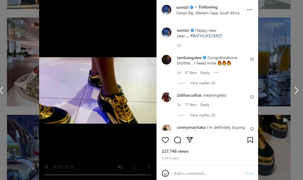 Somizi shared a video of these shoes. Image Credit instagram.com/somizi