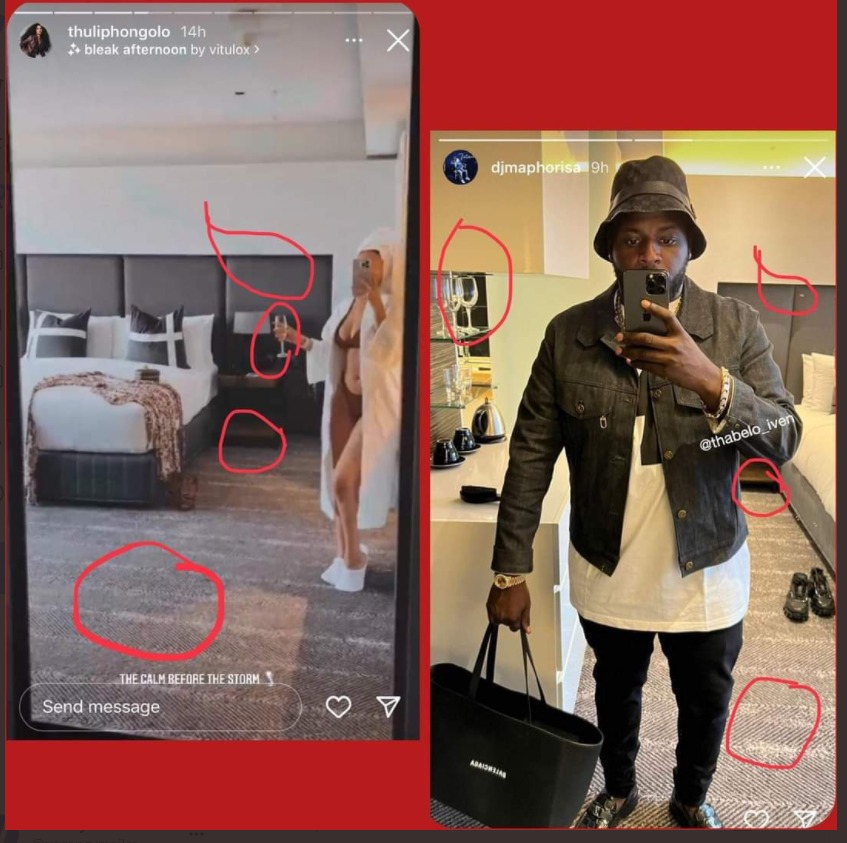 Analysis of the DJ Maphorisa and Thuli Phongolo hotel room photos. Source. instagram.com/djmaphorisa