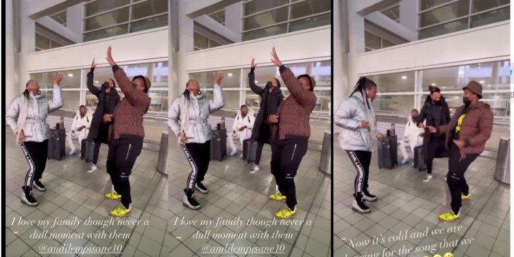 Shauwn Mkhize and Andile Mpisane do hip-hop dances upon arrival in Detroit