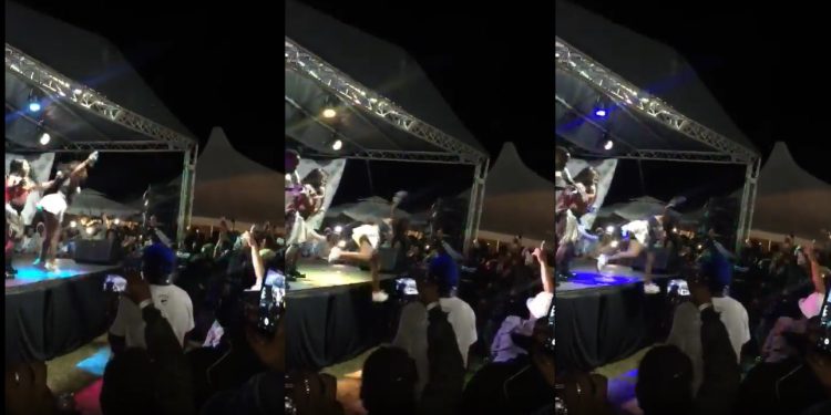 Makhadzi pushes dancer from the stage during performance