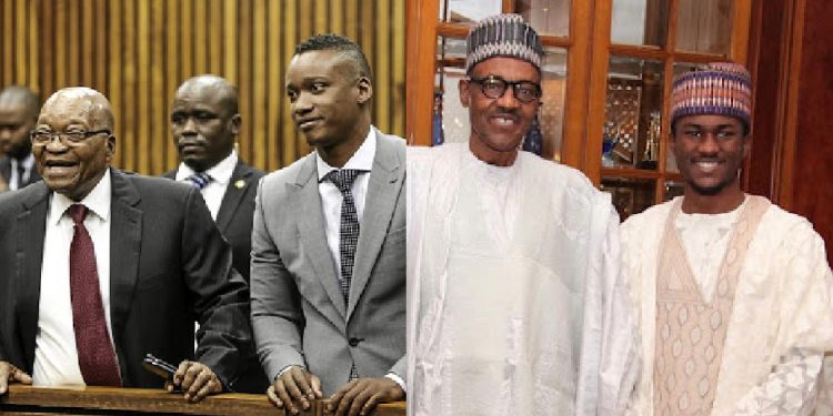 African Head Of States Jacob Zuma and Buhari with their sons - Source: Twitter