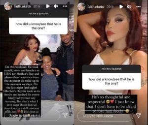 Faith Nketsi gushes over Nzuzo