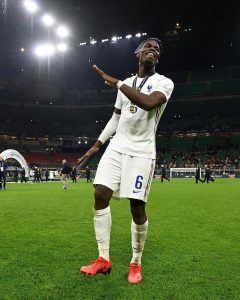 Paul Pogba celebrates winning with France