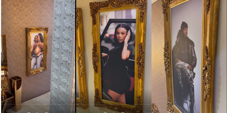 Watch: Tamia Mpisane shows off wall frames of herself and Andile in MaMkhize's mansion