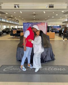 Influencer Basetsana Moeketsi and her husband shows off an expensive new car