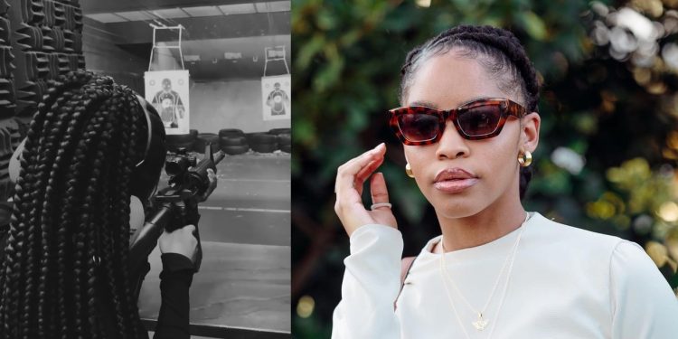 Video of Gomora actress 'Mazet' Siphesihle Ndaba's shooting accuracy shocked Mzansi.