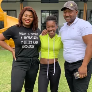 In real life, Gomora actress Miss Madikizela 'Zinzi Nsele's husband and family.