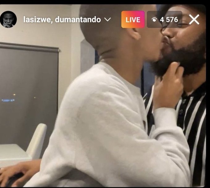 Lasizwe Dambuza kissing Somizi's ex-hubby Mohale - Source: Instagram