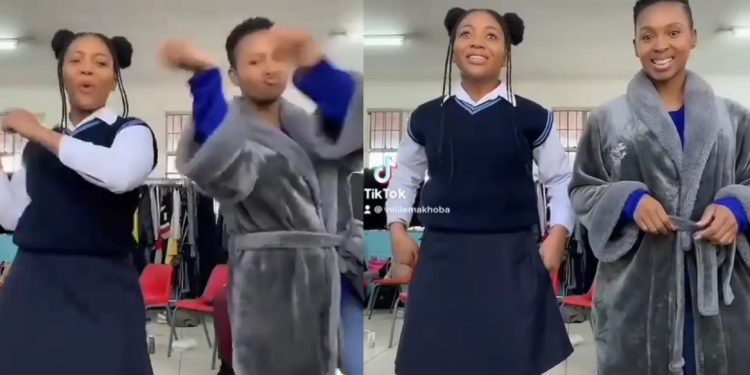 Gomora actress Thathi 'Katlego Danke's fine dance moves alongside Gugu 'Velile Makhoba.'