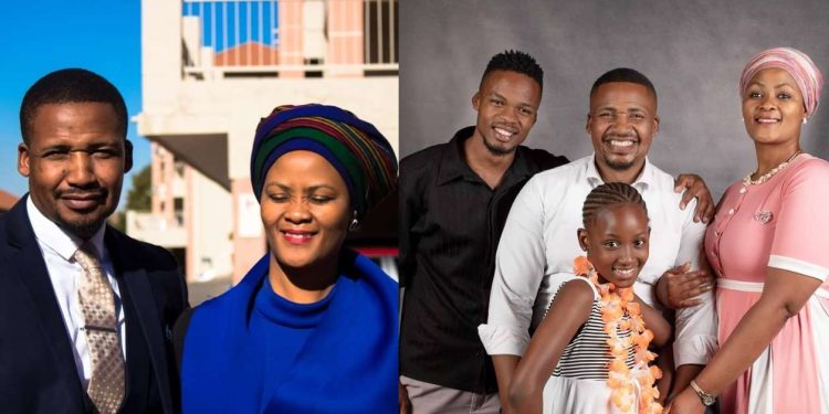 Mpumi Mpama with his wife and children