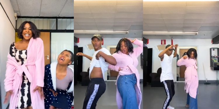 Watch Gomora actress Stella 'Tiny' Dlangalala outclassing Sicelo 'Teddy' Buthelezi and Velile 'Gugu' Makhoba on moves.