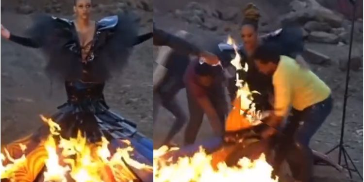 Zimbabwean model Natasha Carol Gora set herself on fire during photoshoot