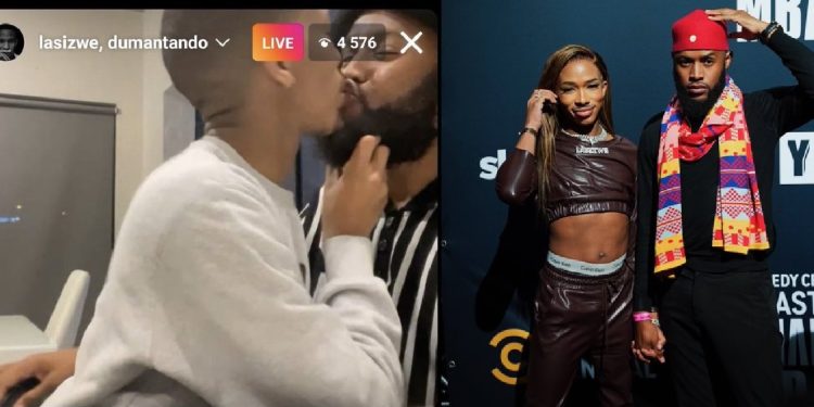 Lasizwe Dambuza kissing Somizi's ex-hubby Mohale - Source: Instagram