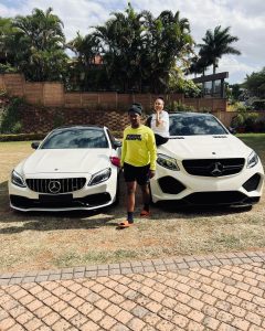 Andile and Tamia Mpisane matching cars