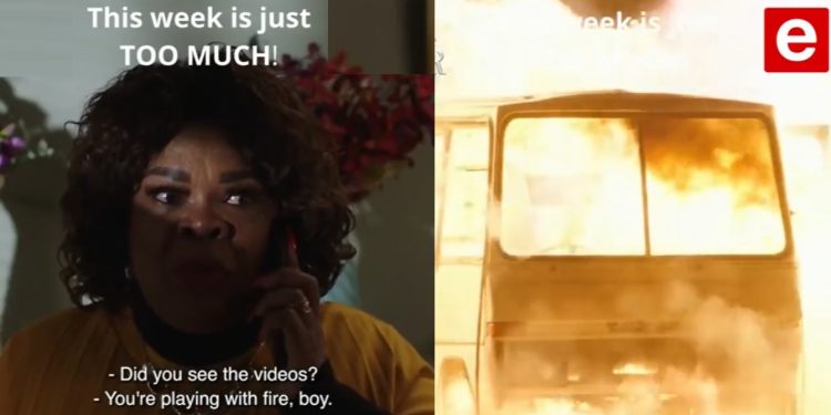 The Black Door this week: Watch as Zamani's bus goes up in flames and the result is death at Rebecca's house on