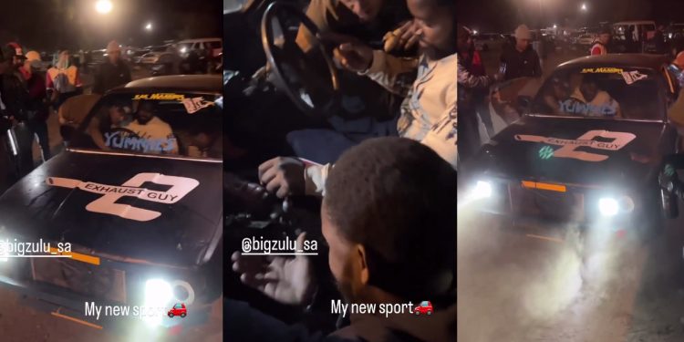 Watch as Big Zulu showcases his impressive car drifting skills.