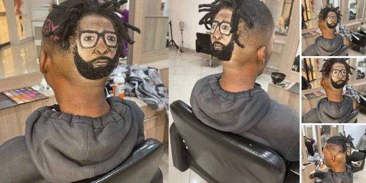 DJ Sbu receives fan appreciation haircut with his face perfectly crafted on a customer's head