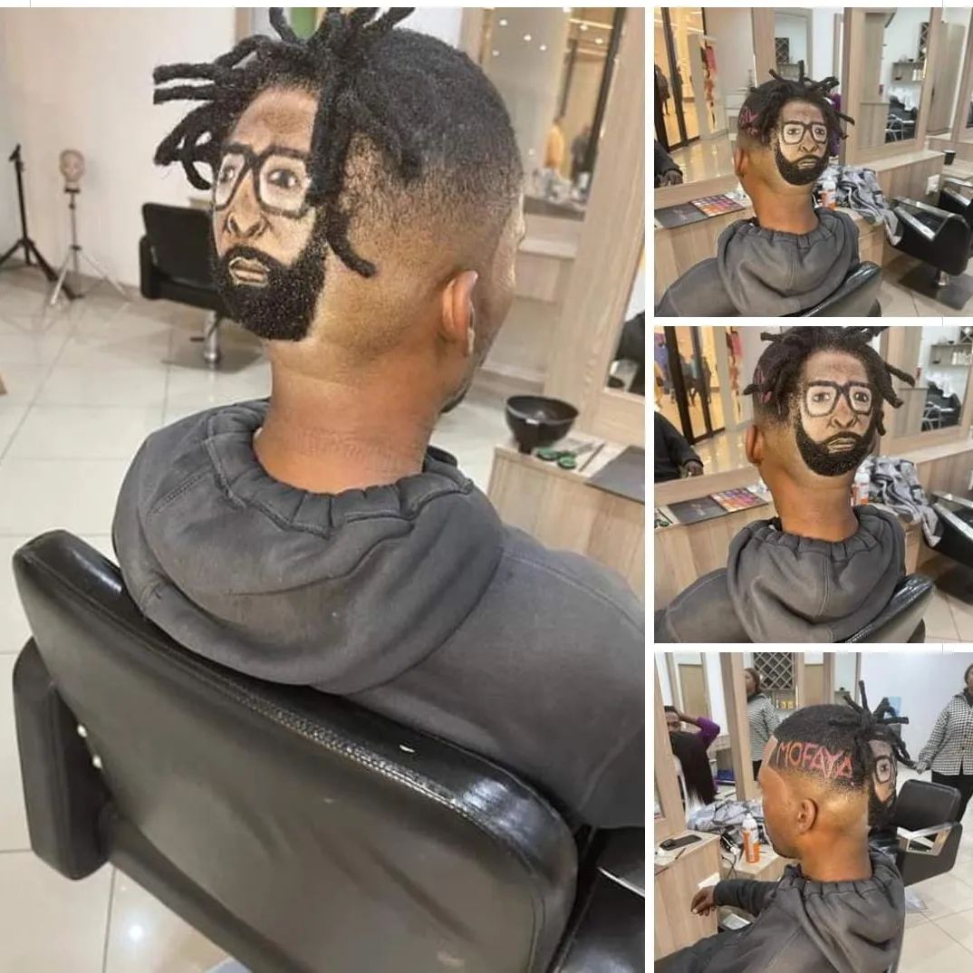 DJ Sbu receives fan appreciation haircut with his face perfectly crafted on a customer's head. Image: Instagram/vein.unity