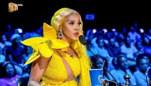 Thembi Seete with a stunning yellow and blonde hairstyle