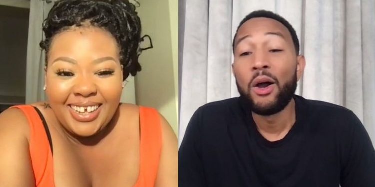 Anele Mdoda in awe after John Legend sang for her on a video call