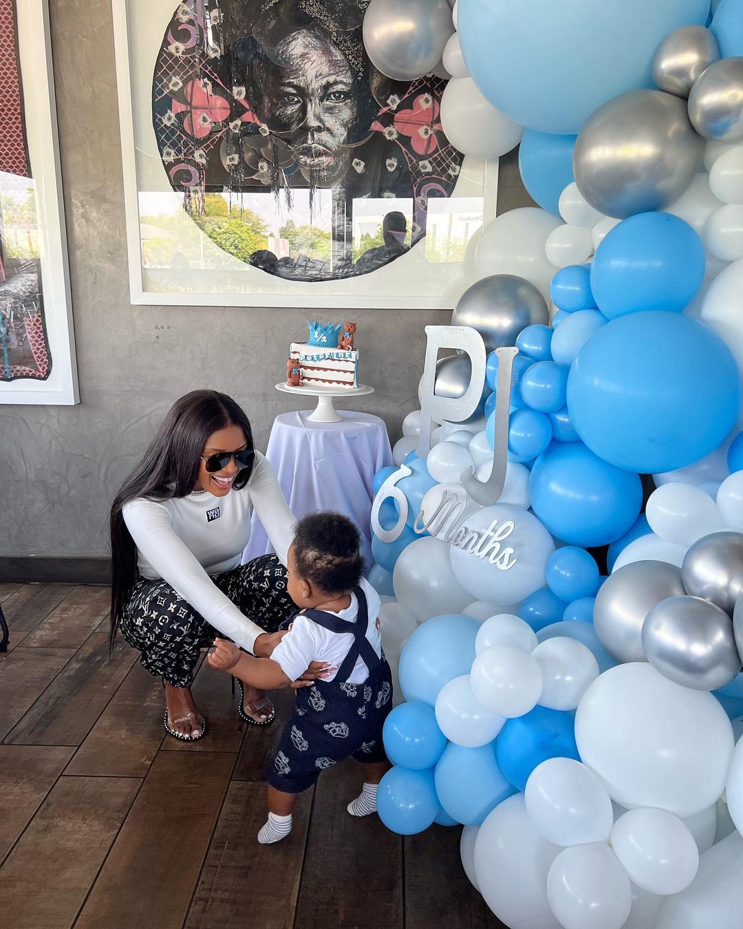 Ayanda Thabethe with her son on his birthday celebration