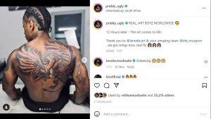 Bontle Modiselle comment of Priddy Ugly's tattoo