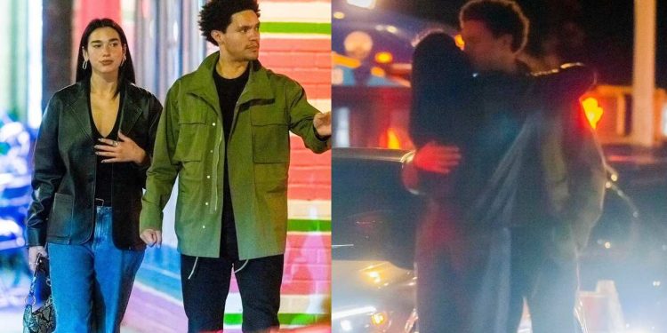 Trevor Noah and Dua Lipa kissing
