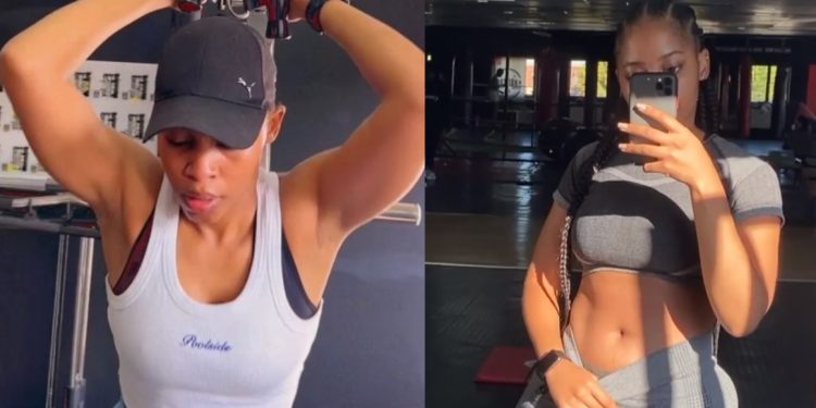 Gomora actress Mazet 'Siphesihle Ndaba' shows off her fine arms while hitting the gym