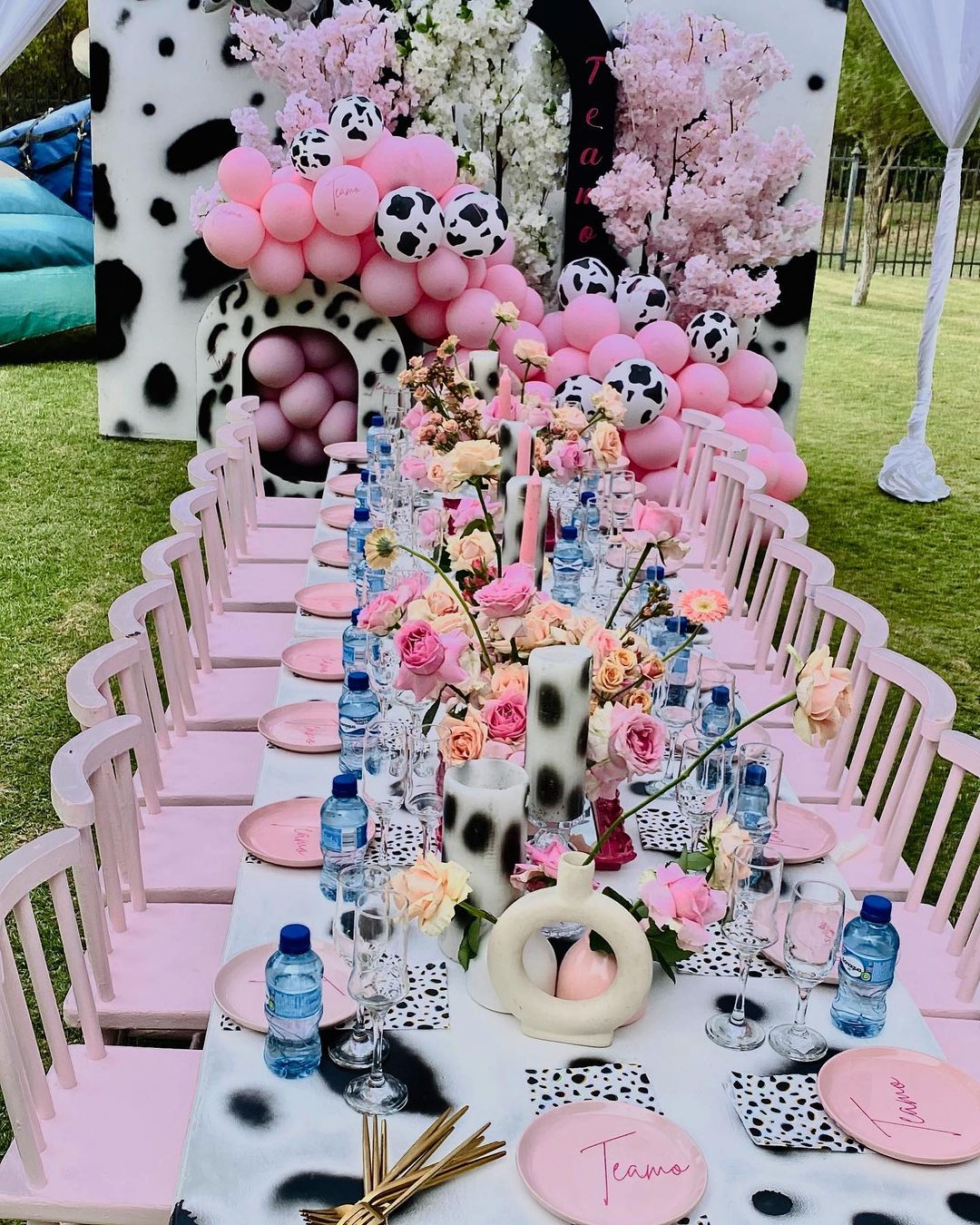 Dalmatian-themed party table arrangement