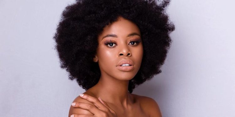 Thuli in an afro photoshoot