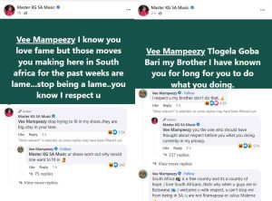 Master KG and Vee Mampeezy fight on social media